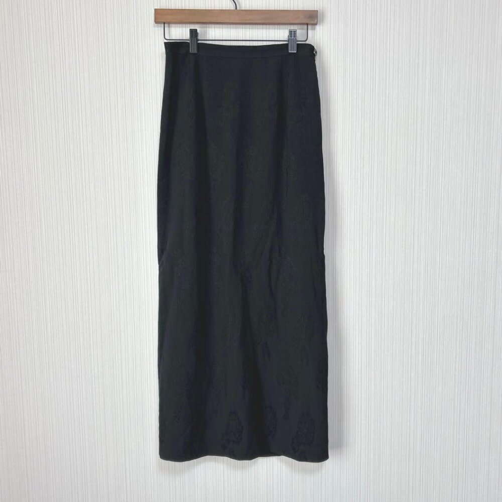 Oxfor Wrap Skirt Long Maxi Black All-over Pattern Tight
